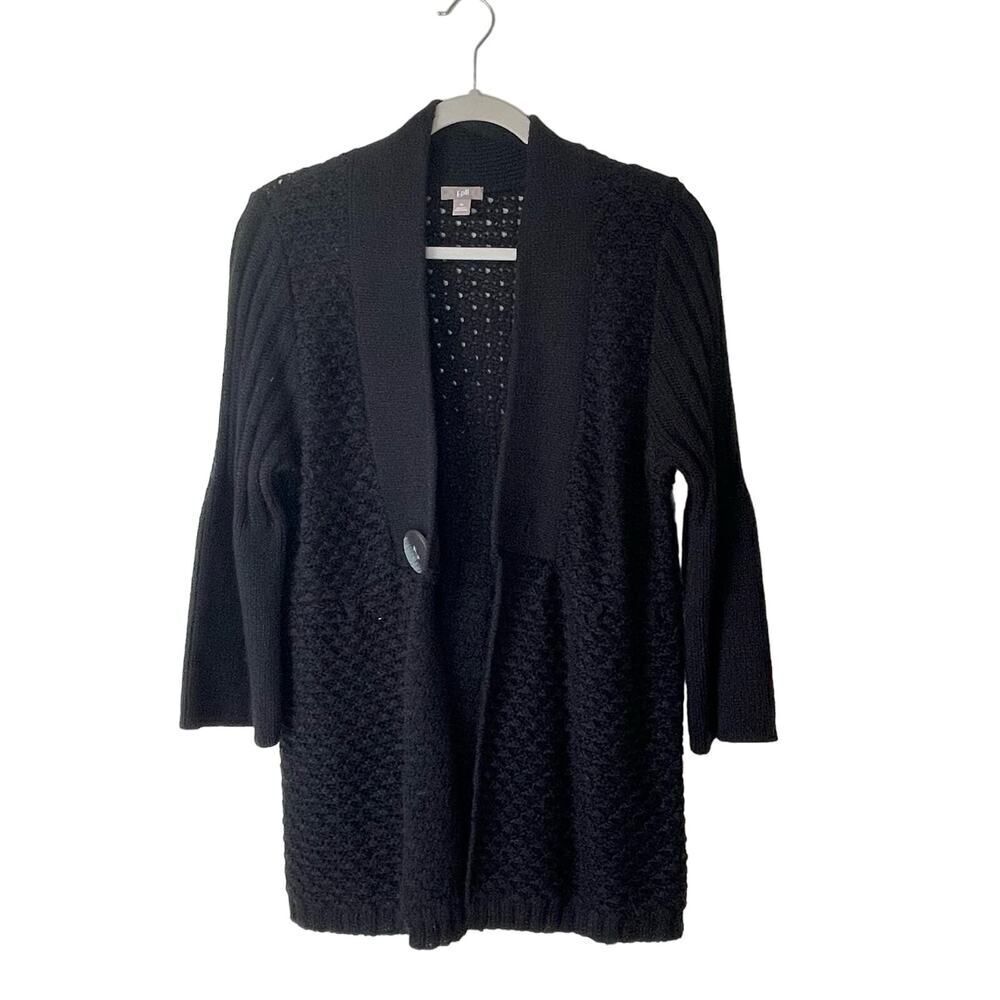 J. Jill Black Cotton Cardigan Sweater Medium